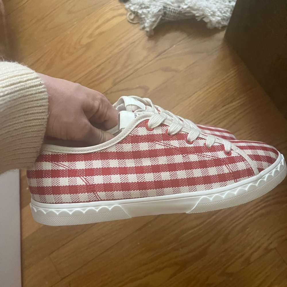 Kate Spade Red Checked Sneakers NWOT